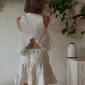 SAAJ Paris “Florent” Ruffle Open-Back Top – Fits Small